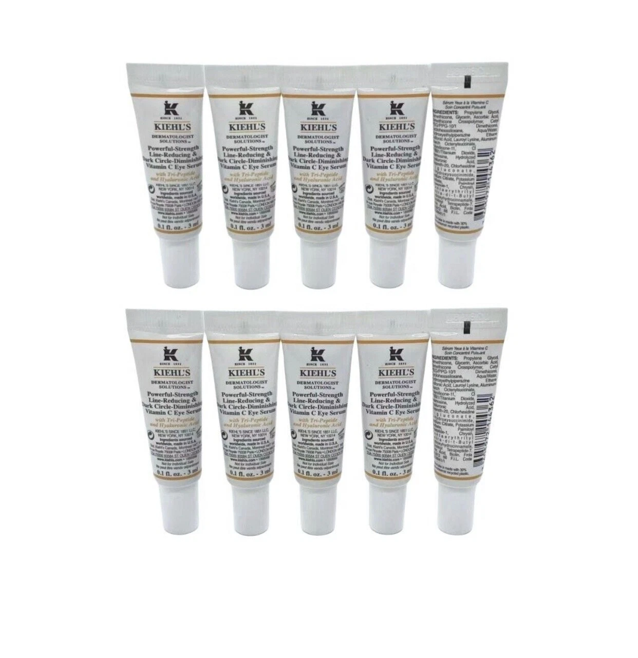 10 Pcs Kiehl's Powerful-Strength Dark Circle Reducing Vitamin C Eye Serum 3 ML