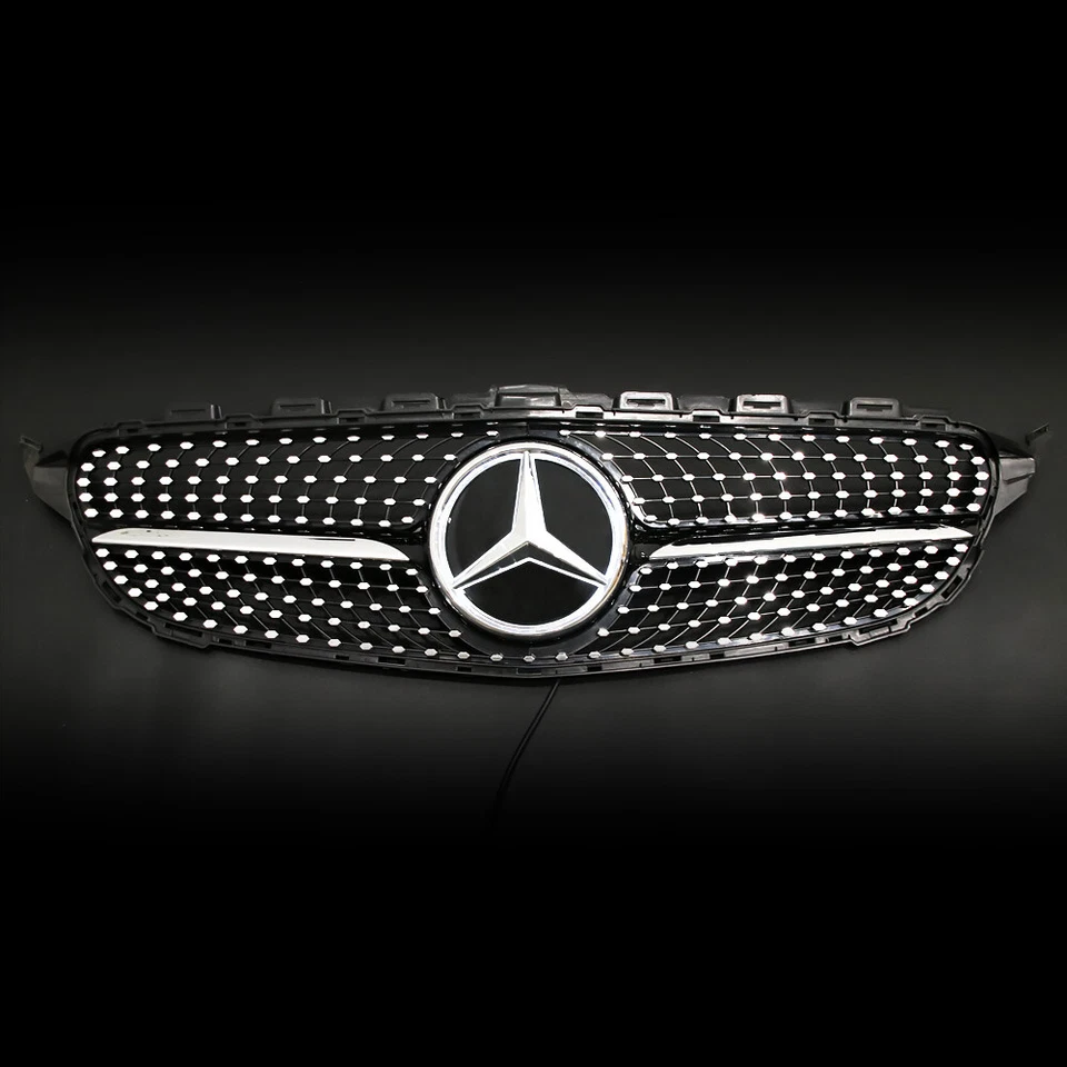 Front Bumper Grille w/LED For Mercedes Benz W205 2015-2018 C300 C350 C250 Grill - Image 3 of 4