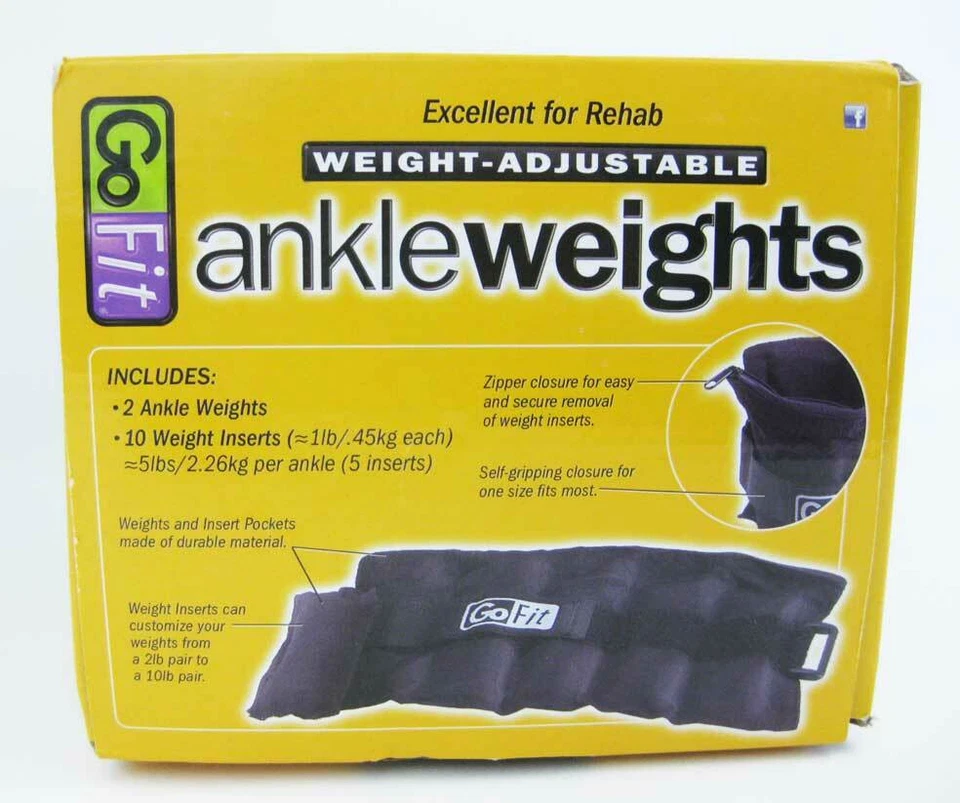 Pesas de tobillo ajustables GoFit 10 libras ~ Los insertos pueden ir de 1 a 5 libras por tobillo Foto 3 de 4