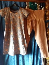 Women Indian Asian Suit Outfit Gray Copper Sequins Embroidery Salwar Kameez