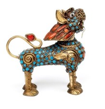 Cane da Guardia / Foo Dog - "Bottiglia" occupata di Turchese e Corallo