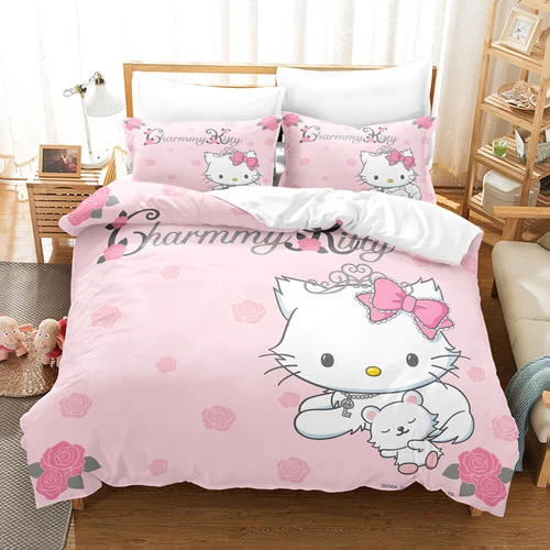 Cartoon Hello Kitty Duvet/Quilt/Doona Cover Single/Double/Queen/King Bedding Set - Bild 5 von 17
