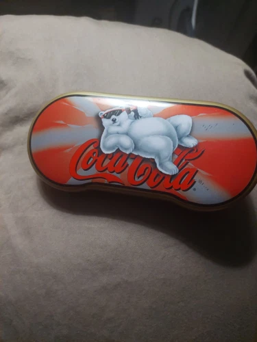 Vintage - 1996 Coca Cola Polar Bear Tin, Sunglasses Eyeglasses Case Check Photos