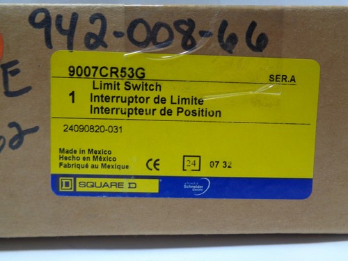 Nuevo interruptor de límite de ubicación peligrosa Square D 9007CR53G serie A nuevo en caja - Imagen 2 de 4