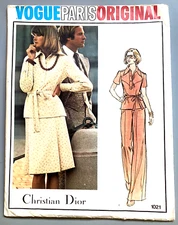 1974 VOGUE PARIS ORIGINAL CHRISTIAN DIOR # 1021 UN-CUT/COMPLETE SZ. 10