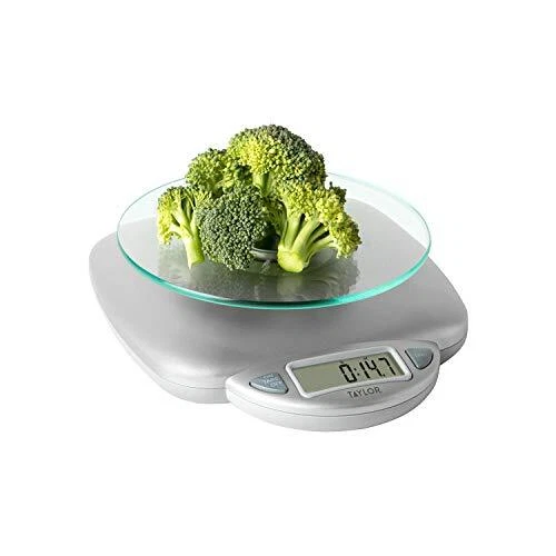11lb Digital Glass Top Household Kitchen Scale, Universal, Silver