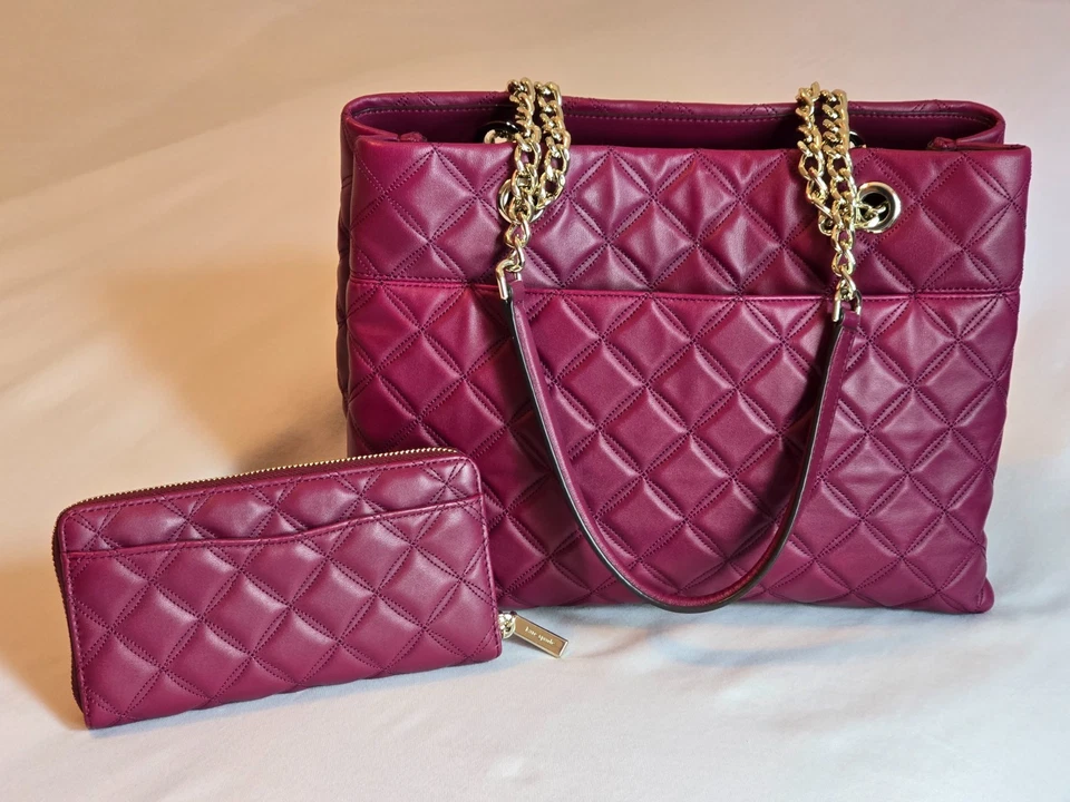 Kate Spade Natalia Quilted Smooth Leather Chain Tote Bag with Matching Wallet - Image 4 of 4