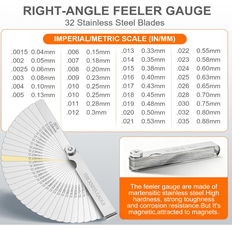 2Pcs Stainless Steel Feeler Gauge Set,32 Straight Blades Feeler Gauge16 Piece...