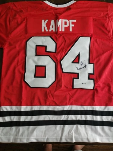 David Kampf Signed Jersey Chicago Blackhawks Beckett BAS COA Autographed Hockey