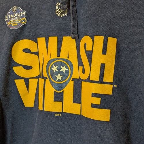 NHL NASHVILLE PREDATORS HOCKEY WOMENS "SMASHVILLE" HOODED SWEATSHIRT BLUE XL - Picture 2 of 11