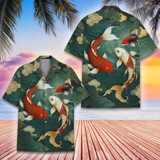 Koi Fish Hawaiian Shirt Mens Womens Beach Ocean