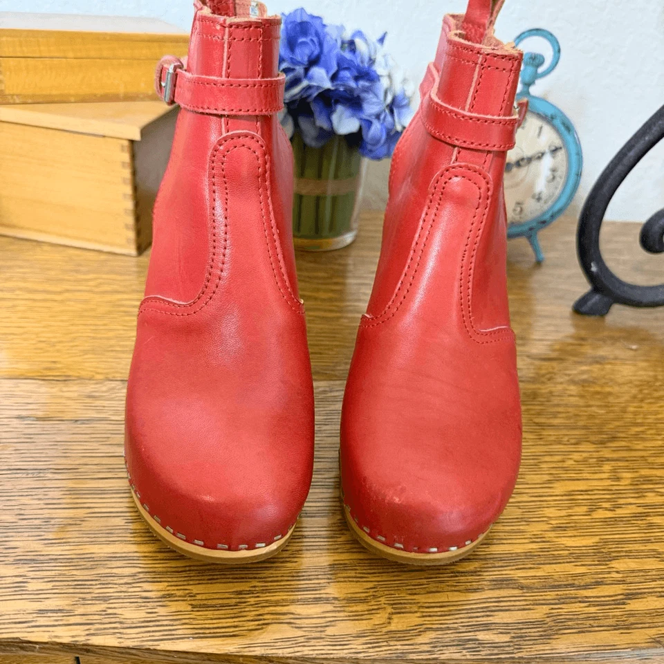 Zuecos de madera suecos Hasbeens Toffel rojo Jodhpurs talla 40 Foto 3 de 4