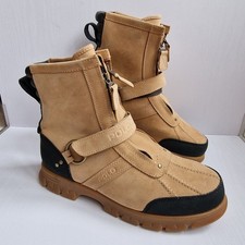 Polo Ralph Lauren Duck Boots Mens 9 UK Conquest Hi Rugged Wheat Nubuck Wheat