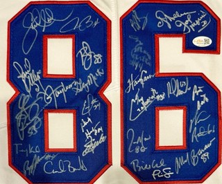 NY GIANTS 1986 CHAMPIONS WHITE TEAM SIGNED JERSEY 26 AUTOS 40TH YEAR JSA CERT!!!