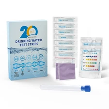 20-in-1 Drinking Water Testing Kit For Well & Tap Fluoride, Chlorine  pH, e.coli