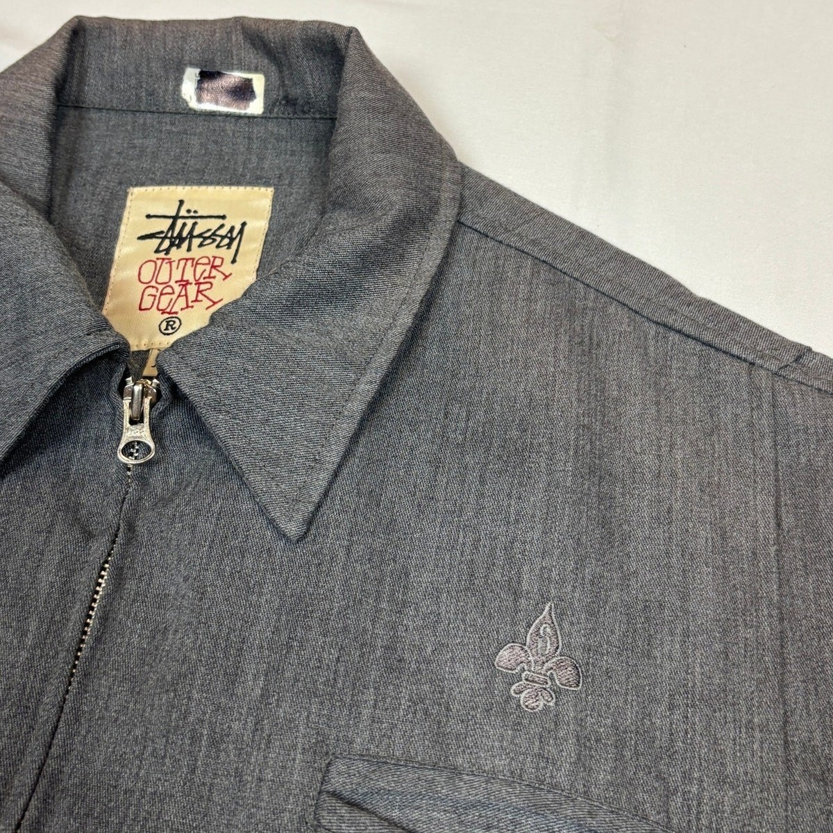 Vintage 90s Stussy Outer Gear Zip Rayon Wool Twill Jacket Men's