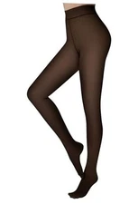 Women's Fleece-Lined Tights, Winter Sheer Thermal Pantyhose Large Petite Black