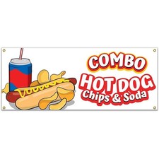 SignMission B-Hot Dogs Chips And Soda Combo19 48 in. Hot Dogs Chips  Soda Co...