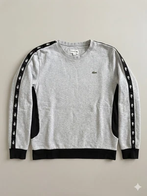 sweat lacoste taille M gris parfait état - Photo 1/4