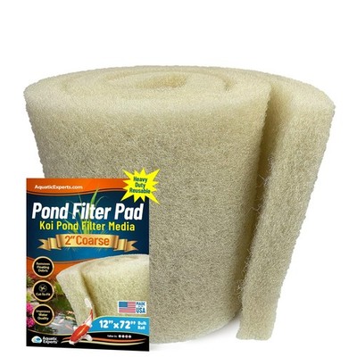 Aquatic Experts Cream COARSE Pond Filter Pad - 2'' Thick Bulk Roll Water Garden F