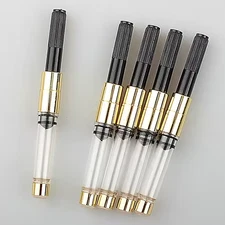 Pack of 5 Standard International Fountain Pen Ink Converters, Gold & Black