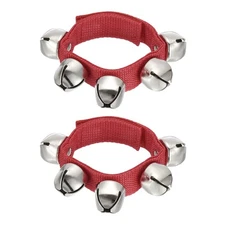 2 Pcs Wrist Bells 11in Ankle Bells Jingle Bells with 5 Silvery Bells Red