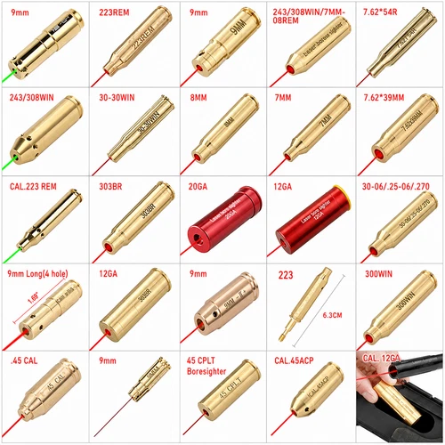 Laser Bore Sight Laser Boresighter Gun Red Dot Laser Cartridge Battery Include