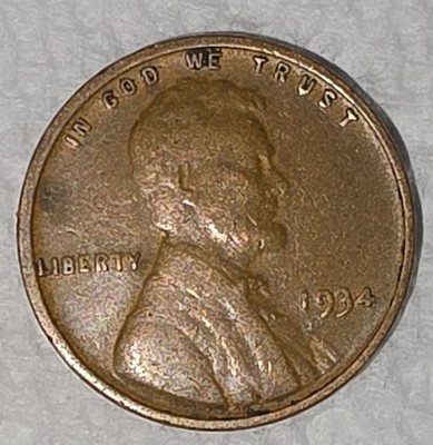 1934 P - 92 Year Old - Philadelphia Mint Lincoln Wheat Penny Cent (DKP037)