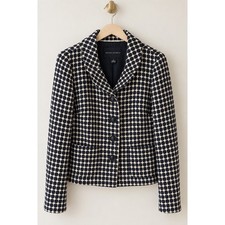 Banana Republic Navy Cream Geometric Jacquard Blazer