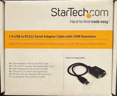 StarTech ICUSB232PRO 1 ft USB to RS232 DB9 Adapter Cable With COM Retention