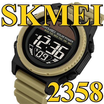 SKMEI Solar Power Sport Watch - Men's LED Digital Countdown Wristwatch for Boys