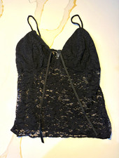 Windsor Women’s Black Floral Lace Camisole Top Spaghetti Strap Y2K Size Small