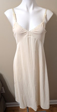 NOS Vtg Shadowline Full Slip 38 MS Pearl Beige Nylon Spandex Lace Trim USA/NWT