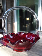 MCM Viking Glass Epic Red Candy Bowl Basket