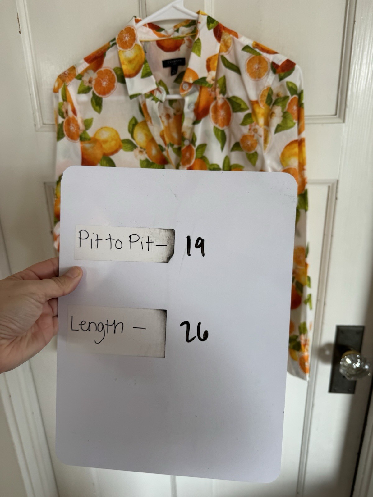 Talbots orange print button front blouse size sma… - image 6