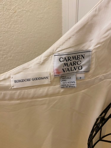 Maxi abito vintage Carmen Marc Volvo panna scollo 100% seta avvolgente taglia 2 - Foto 13 di 14