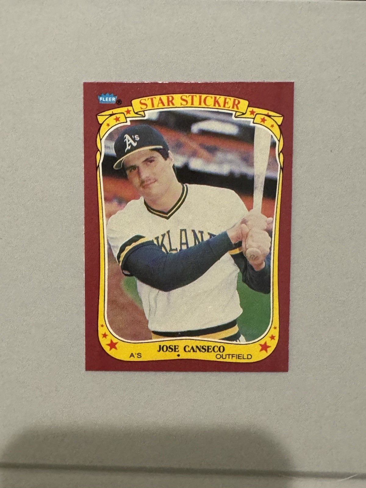 1986 Fleer Star Stickers - Jose Canseco #19 (RC)