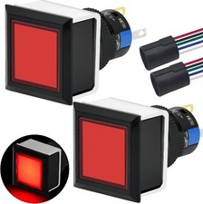 Square Push Button Switch Momentary 21x21mm Ultra Thin Panel LED Light Lamp 12V