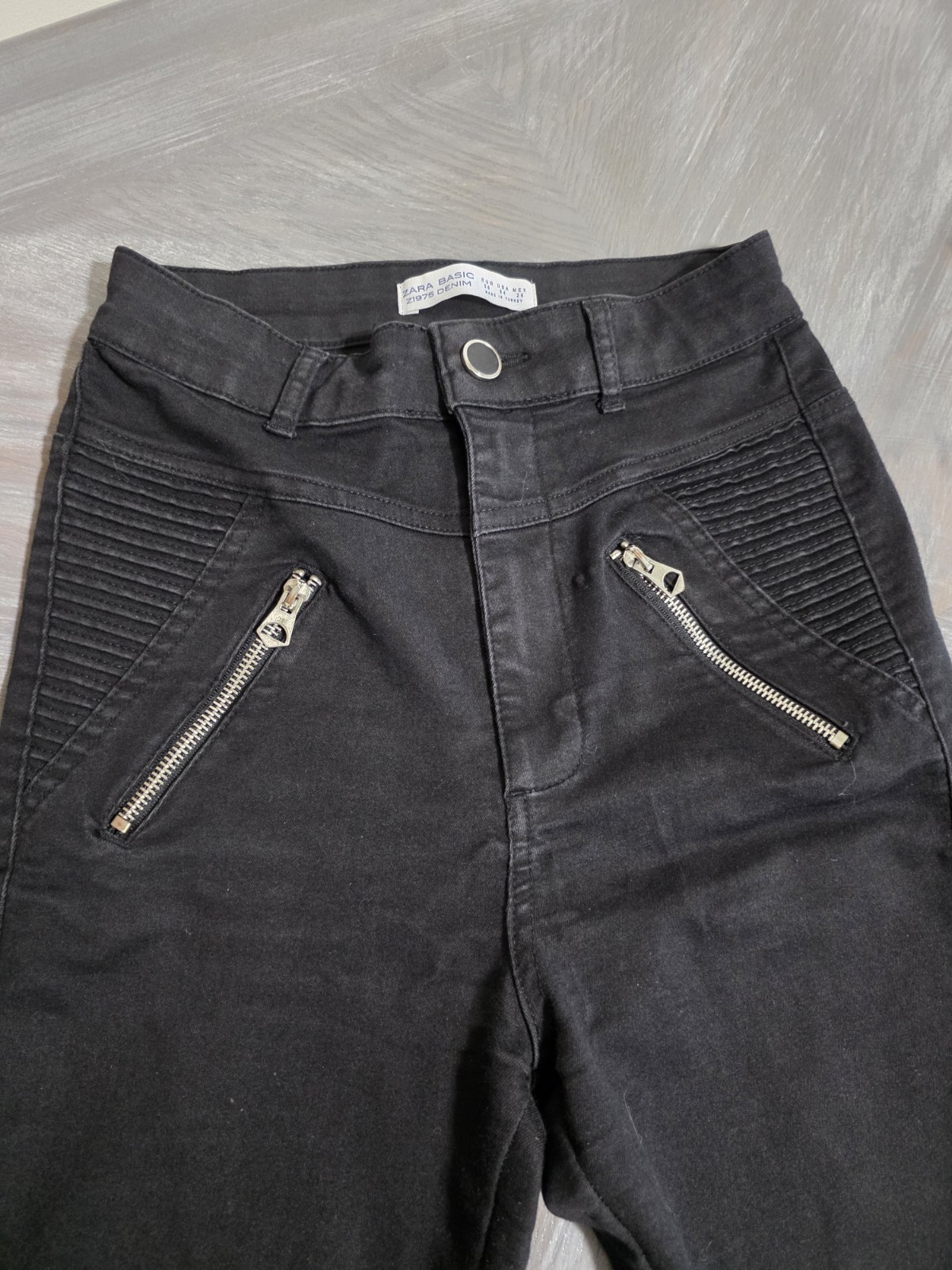 Zara Basic Black Denim Pants - image 4