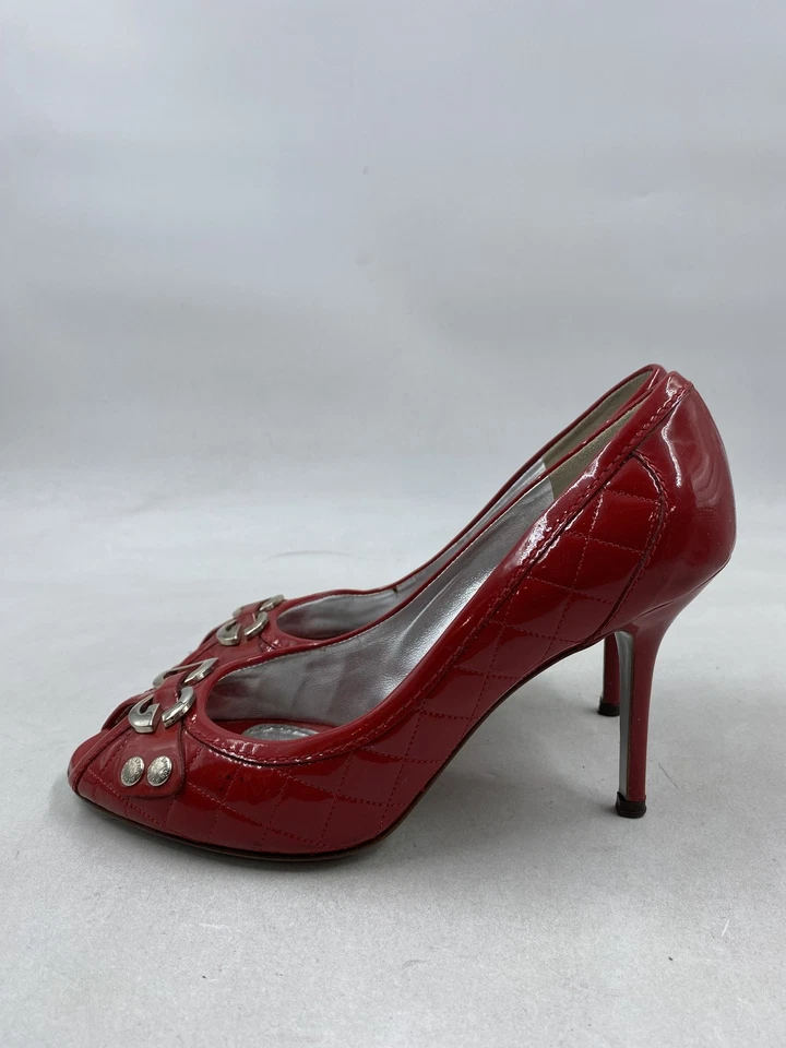 Dolce Gabbana charol rojo punta abierta tacón alto W 6,5 Foto 3 de 4