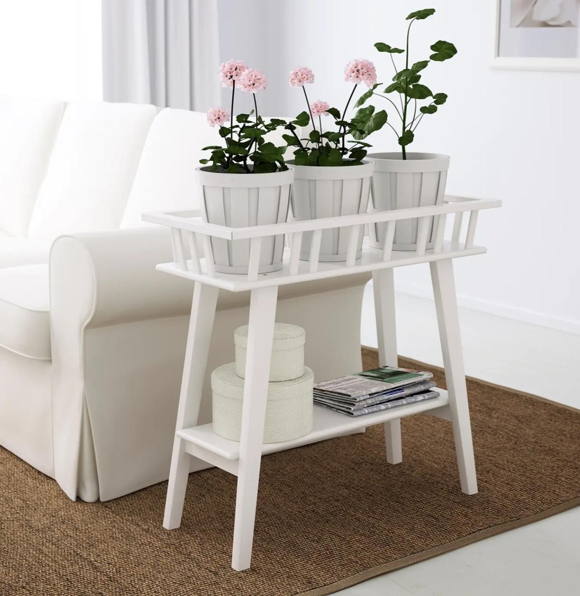 IKEA LANTLIV Plant Stand White Nike Karlsson Discontinued 701.861