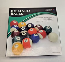 SPORTCRAFT 1.5" INCH BILLIARD BALLS SET for POOL TABLE, FULL 16 BALLS