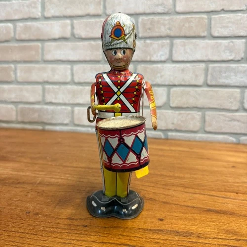 Vintage 40s/50s Marx George The Drummer Boy Windup Litho Tin Toy Nonworking