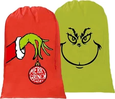 2 Pack X-Large Santa Sacks Drawstring Christmas Bags 27.6 X 42 Inch Christmas Gi