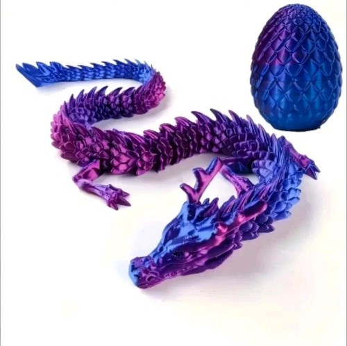 Drachenei Mit Drache, 3D Drache, Drachen Spielzeug, Drachen Ei, 25cm, Blau/Lila - Bild 1 von 3