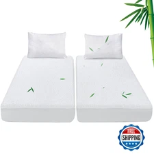 Split King Mattress Protector Waterproof Smooth Viscose Terry Fitted Cover Kids