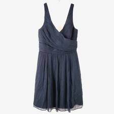 J. Crew Size XS Dark Blue Chiffon 100% Silk Knee Length Sleeveless Women Dress