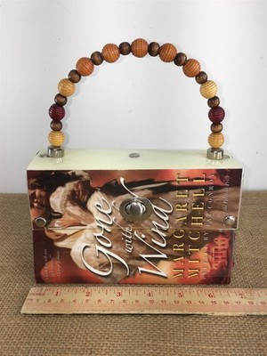 M Mitchell Gone With The Wind Book Cover Upcycle Handbag Purse Bead Handle 