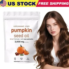 Pumpkin Seed Oil with Saw Palmetto, 3000mg Per Serving, 180 Softgels Capsules