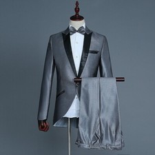 Mens Suit Tuxedo Tailcoat Peak Lapel Jacket Trousers Pants Wedding Tail Coat